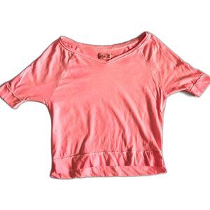 Hollister Tee Shirt Top HCO Bright Coral Soft Crop Logo Half sleeve XS relaxed